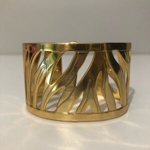 Brighton Christo Johannesburg Wide Gold Bangle Cutout Statement Cuff Bracelet